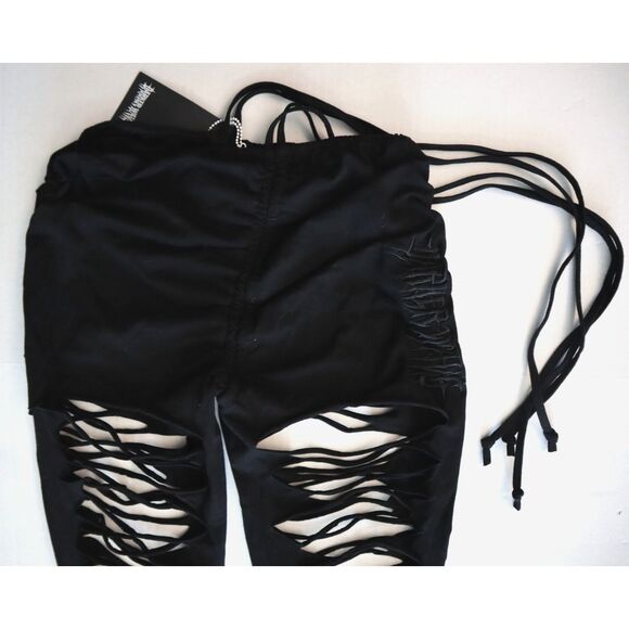 Dolls Kill Darker Wavs Women's Sz Small Black Echo V-Cut Cut-Out Bell Bottoms - Picture 5 of 12